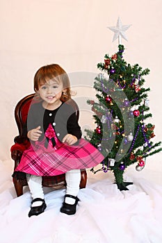 One year old Christmas toddler girl