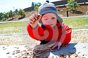 One Year Old Playing at Park