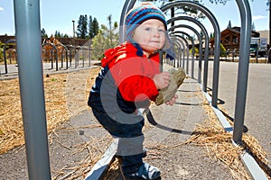 One Year Old Playing at Park