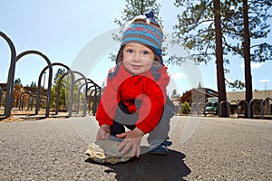 One Year Old Playing at Park