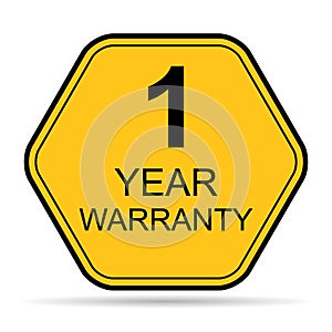 One year warranty shadow icon, badge seal guarantee certificate customer sign, stamp vector illustration