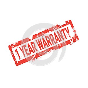 One Year Warranty Sign Grunge Sticker Or Badge Icon Isolated