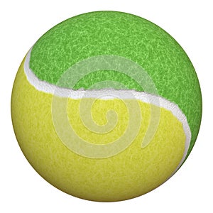 One yellow-green tennis ball isolated on a white background