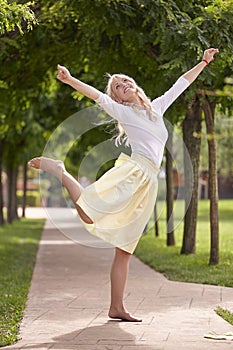 one young ecstatic woman portrait, 25 years old, carefree joyful