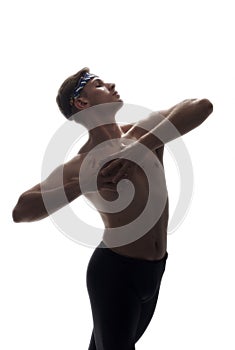 One young man, ballet dancer, upper body shot,