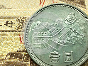 One yuan coin amplification details photo