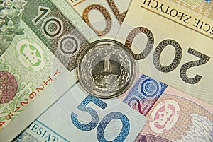 One zloty on all of polish cash