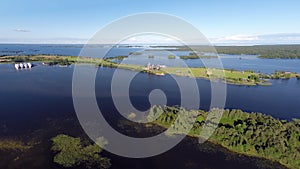 Onega lake and Kizhi island in Karelia - aerial view photo