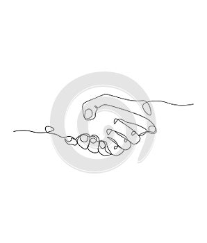 Oneline art draws handshake vector