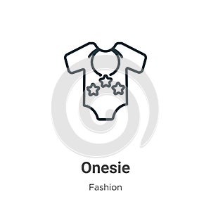 Onesie outline vector icon. Thin line black onesie icon, flat vector simple element illustration from editable fashion concept