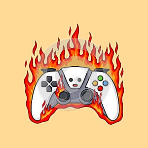 Onfire joystick game Illustration Controller Burn Vector