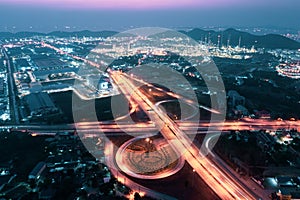 Ong exposure from drone free way and intersections ring road at night