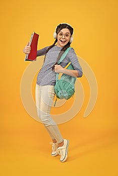 Ongoing lifelong education. Feel the impact. Regular school day. Stylish schoolgirl. Girl carry backpack. Schoolgirl