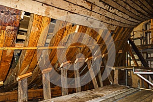 Ongoing Shipbuilding of an old wooden ship photo