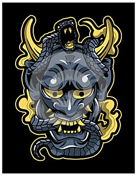 Japanese oni mask green culture illustration photo