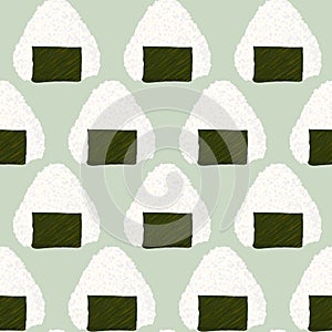 Onigiri (japanese rice ball) background. Seamless pattern.