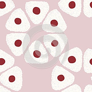 Onigiri (japanese rice ball) with pickled plum. Seamless pattern.