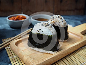 Onigiri Japanese traditional food wrap with seaweed