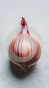 Onion close up on white background, culinary ingredient, cooking