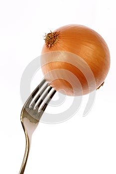 Onion on fork