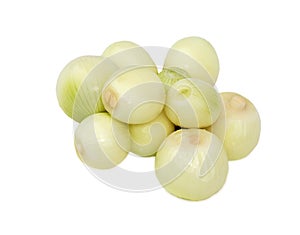 Onion. Fresh raw peeled onions isolated on white background. Bulbs of white onion