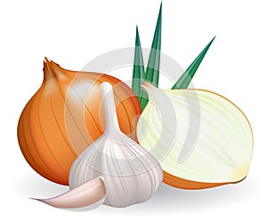 Onion and garlic. photo