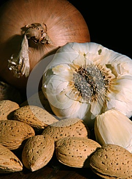 Onion and garlic still life