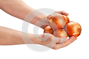 onion in hand path isolated