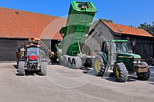 Onion harvest loaded in semi trailer