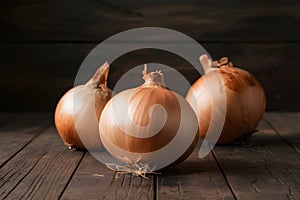 Onion on kitchen table, versatile vegetable ready for culinary creations