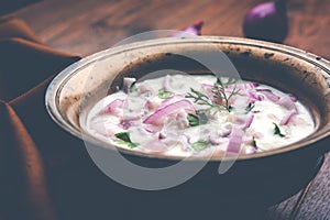 Onion Raita / pyaj or kanda Koshimbir / Indian salad