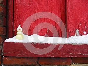 Onion Snowman on Snowy Windowsill
