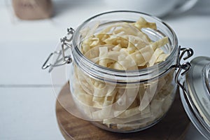Onion stick chips or crackers, known as kripik bawang in Indonesia photo