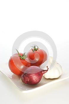Onion, tomato and garlic