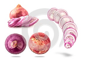 Onion white background,cut,slide