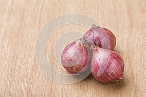 Onions above on wood