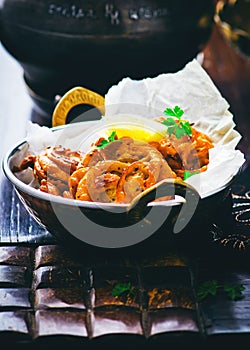 Onions bhaji with mango chutney