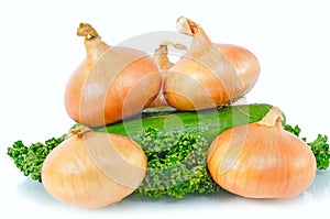 Onions, cucumber, parsley