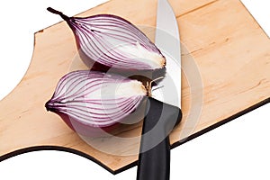 Onions cut into pieces on a board