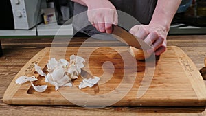 Onions on a cutting board.