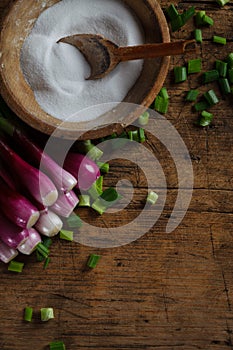 Onions near salt box