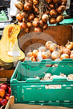 Onions and squash on the Mercado dos Lavradores or the Market of the Workers