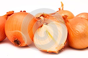 Onions on a white background