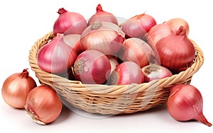Onions on white background, studio shot