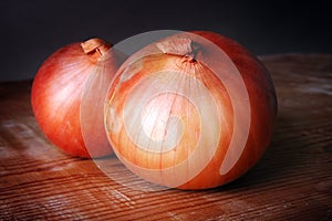 Onions on Wooden Table