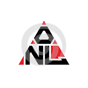 ONL triangle letter logo design with triangle shape. ONL triangle logo design monogram. ONL triangle vector logo template with red