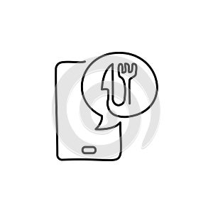 Onlien food one line icon, smarphone one line, food one line icon. Simple one line vector icon