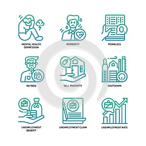 Online activities icons set