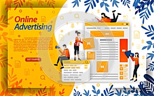 Online ads. advertising on search engines. ad placement and PPC pay per click, concept ilustration. can use for landing page, te