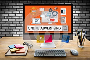 ONLINE ADVERTISING man working on laptop , Online Advertising We